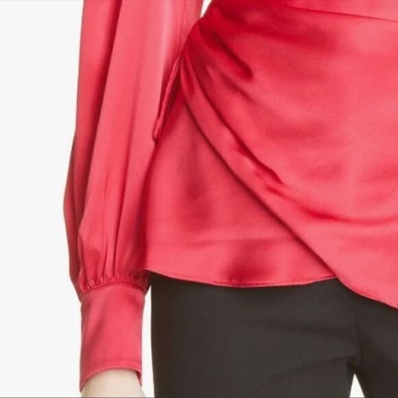 Cinq a sept Dorothea surplice silk blouse raspberry large NWT - Picture 5 of 9
